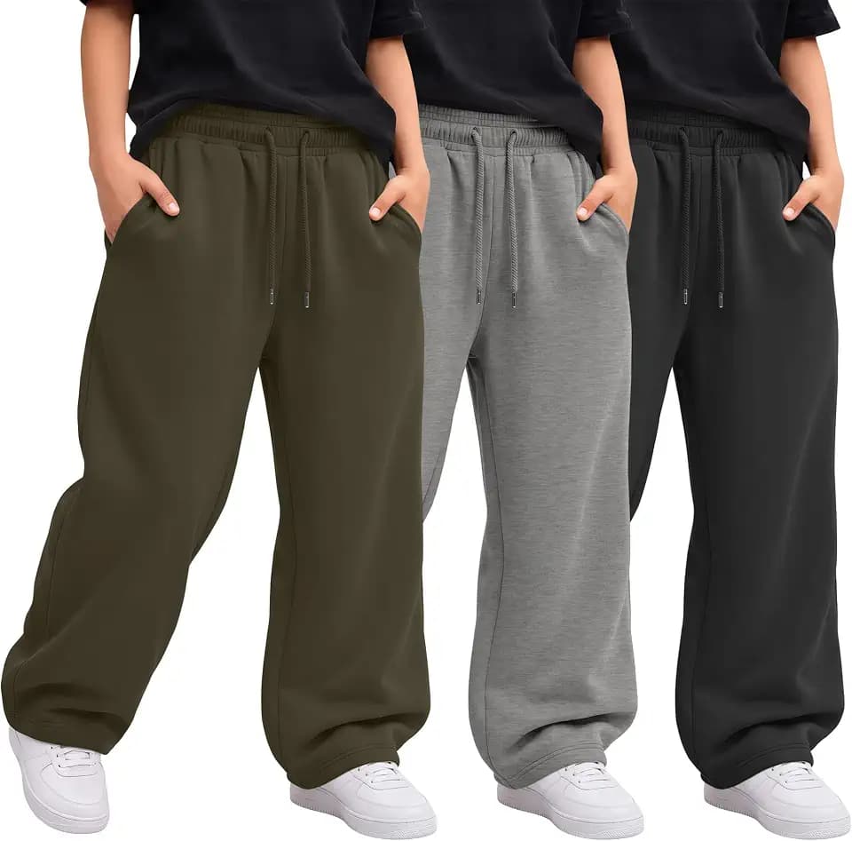 3 Pack Teen Boys Baggy Sweatpants Wide Leg Pants