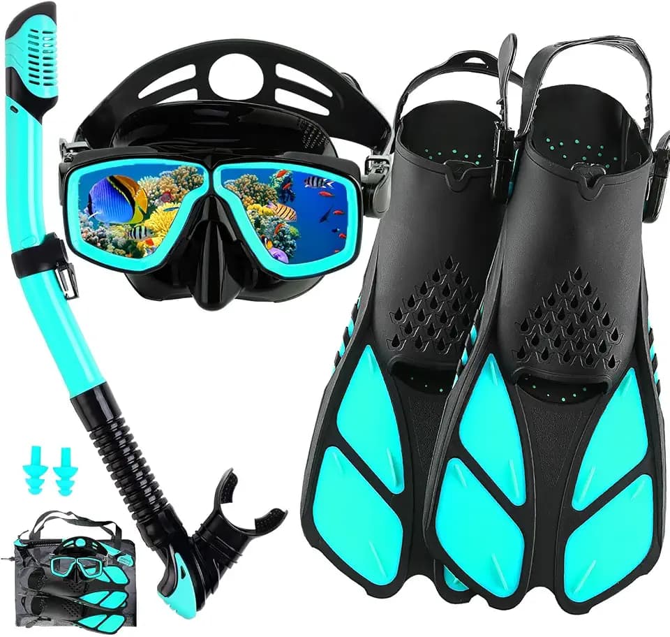 Snorkeling Gear for Adults with Bag Anti-Fog Snorkel Sets for Travel