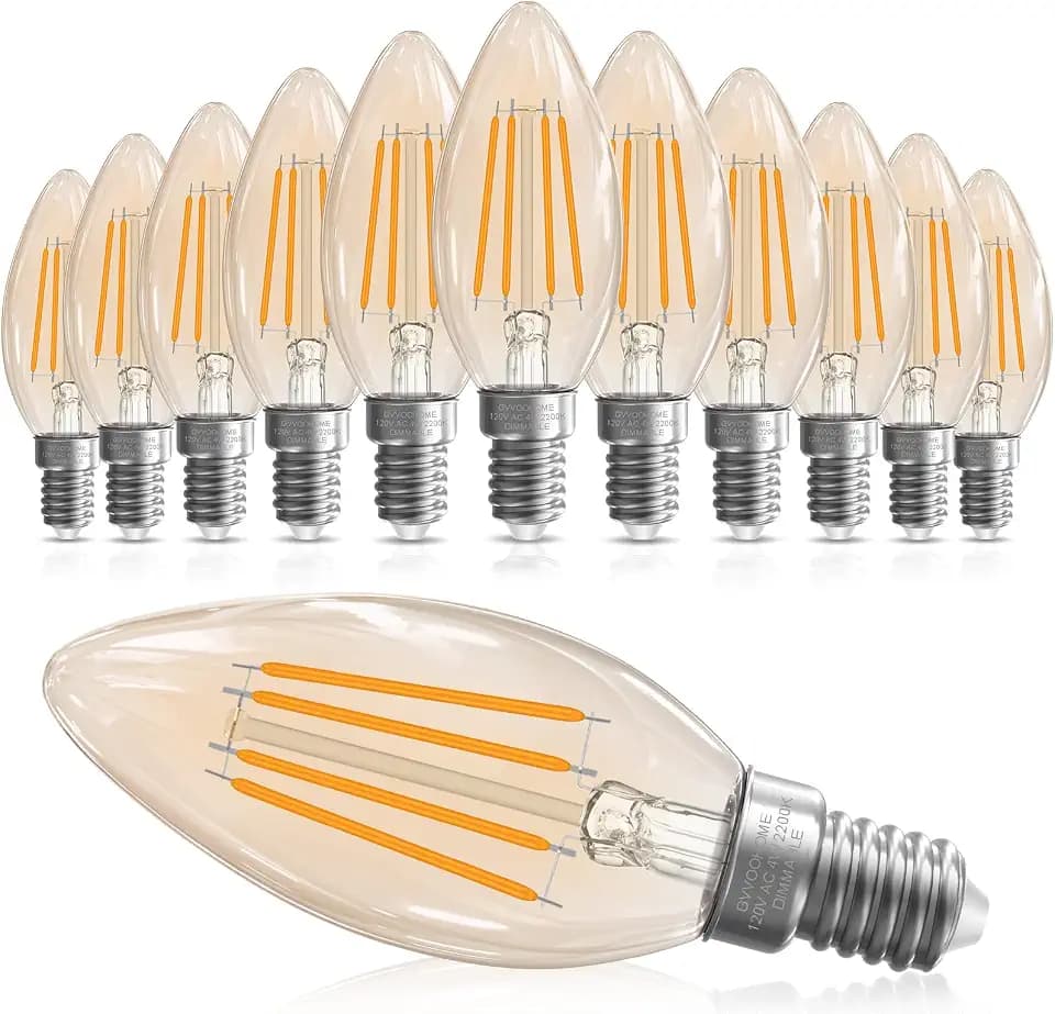 E12 Candelabra Bulb 40 watt Equivalent, LED E12 Bulbs 2200K Amber Warm