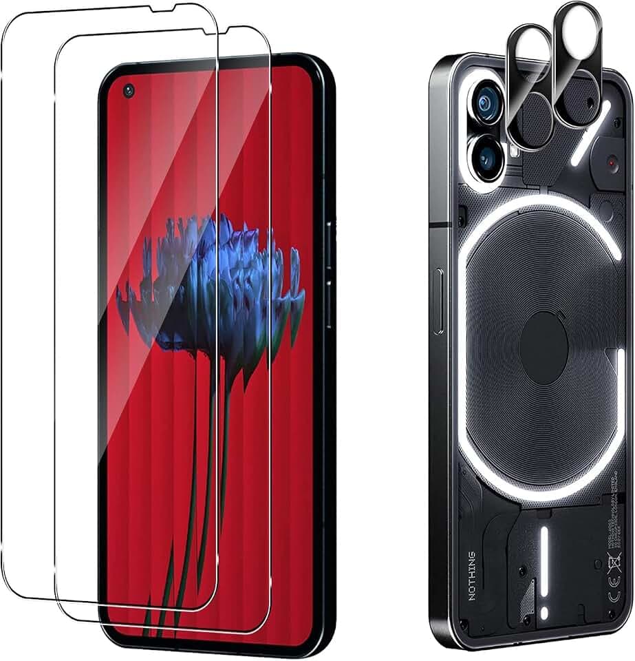 Schutzfolie für Nothing Phone (1) für Panzerglas, 2 Stück Panzer Schutz Glas mit 2 Stück Kameraschutz, 9H Härte Schutzglas Anti- Kratzer Handy Glas Folie HD Klar Displayschutz