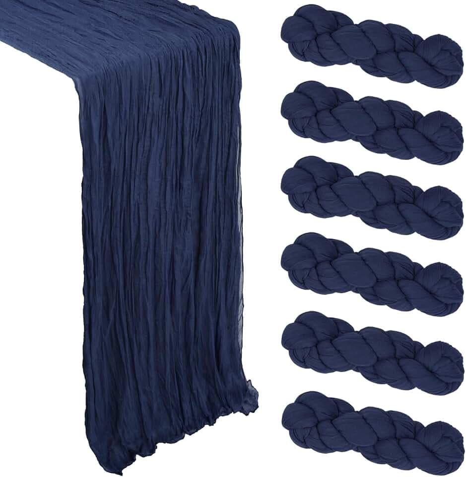 6 Pack 35 x 120 Inch Navy Blue Table Runner Cheesecloth