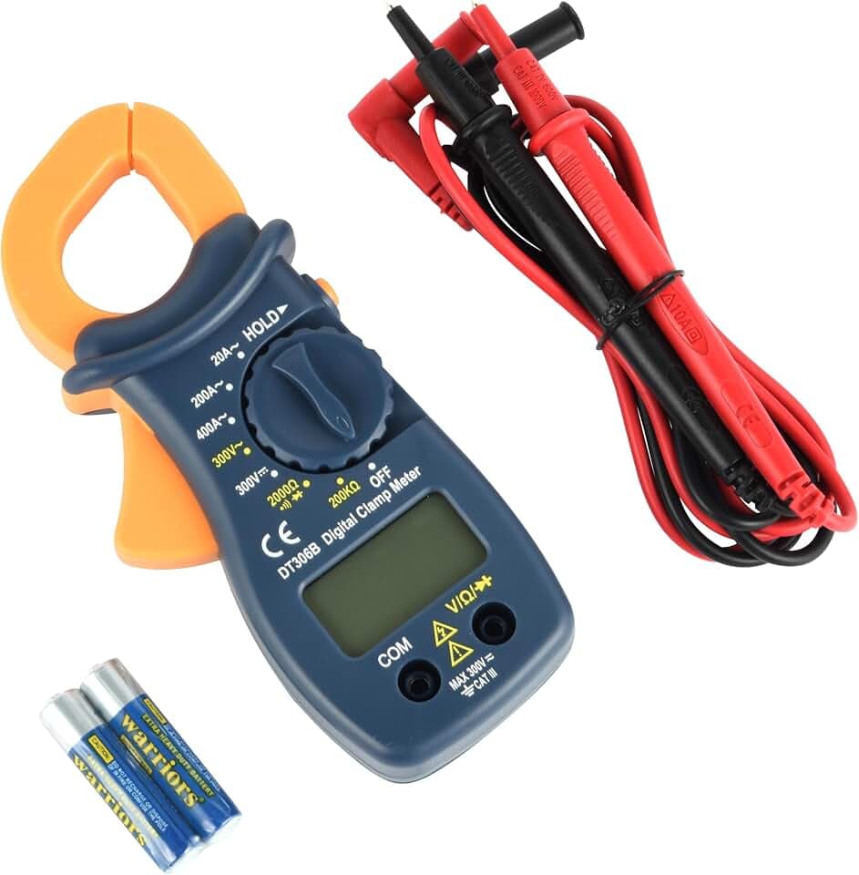 Electraline 59008 Elektrisches Digitalmultimeter mit tragbarer Strommesszange, 2000 Spannungszählungen, Messung von Strom, Spannung und Widerstand