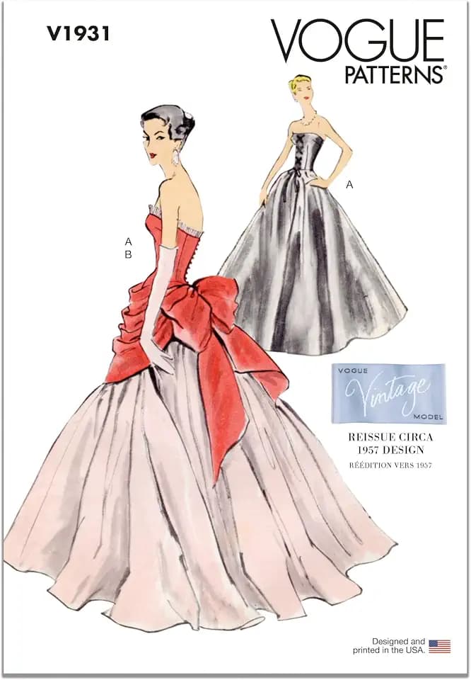 Vogue Misses' Vintage Dress and Overbodice with Pannier Sewing Pattern Kit, Design Code V1931, Sizes 8-10-12-14-16