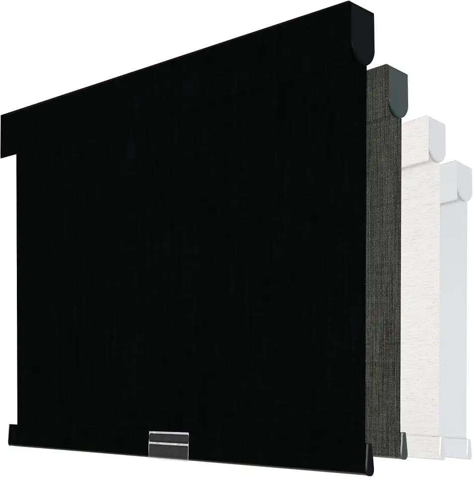 Boolegon Cordless Blackout Roller Shades for Windows, Black, 29" W x 72" H