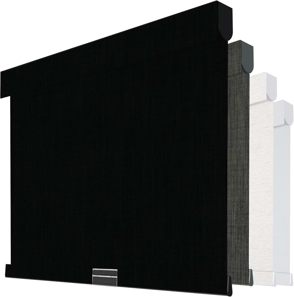 Boolegon Cordless Blackout Roller Shades for Windows, Black, 28" W x 72" H