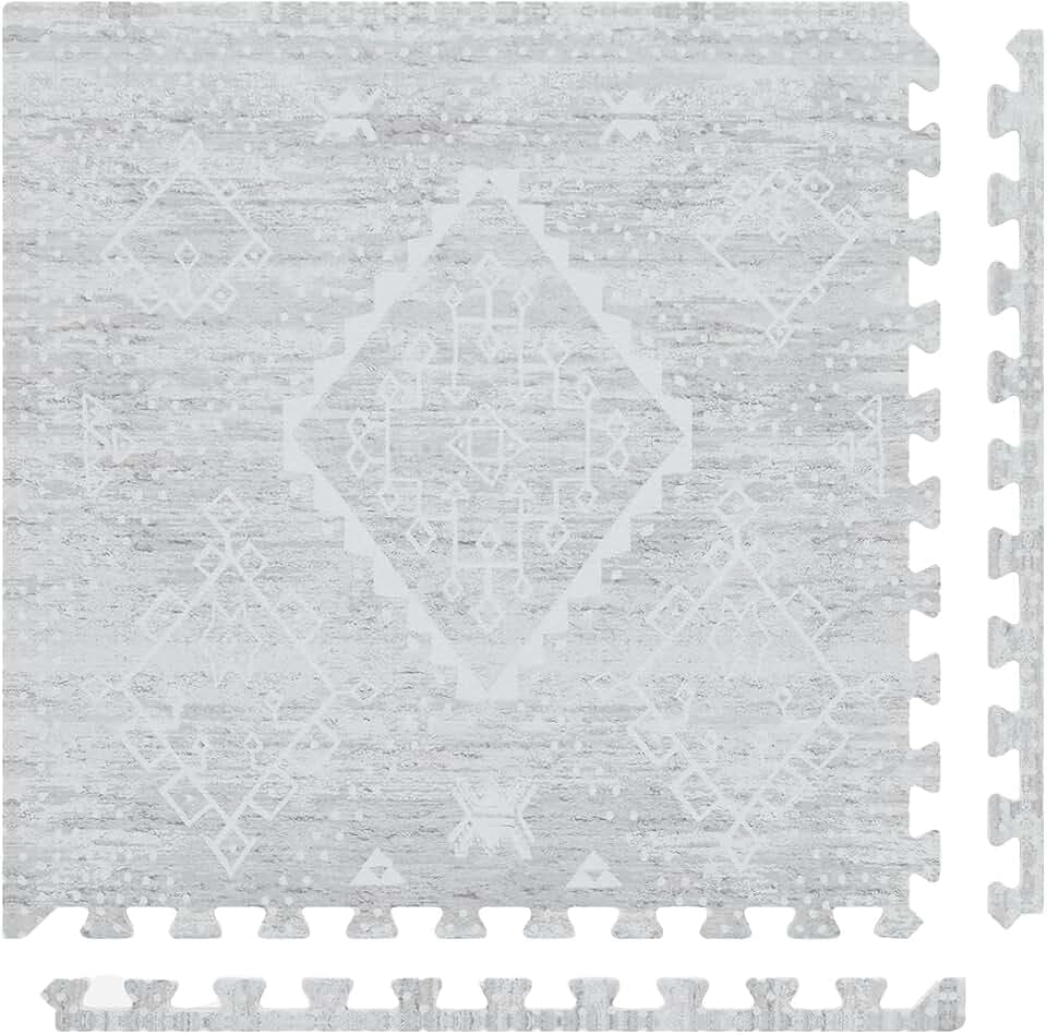 House of Noa Play Mat – 4x8 Gray Ula – Set of 8 Tiles – EVA Foam Play Mat for Floor, Soft Interlocking Mats for Hard Floors