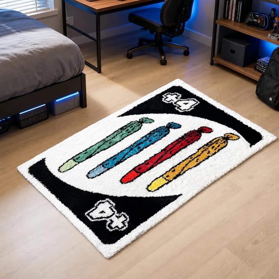 Cool Rugs 2x3, Colorful Card Game Rug for Game Room, Bedroom & Dorm, Washable Non Slip Novelty Area Rug, Soft Y2K Aesthetic Decor, Gift for Teens & Gamers
