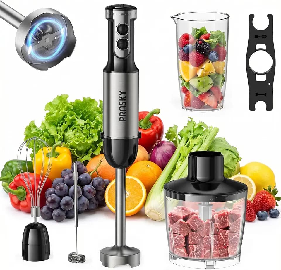 Immersion Blender Handheld 1200W, 20-speeds, 5-in-1 Handheld Mixer