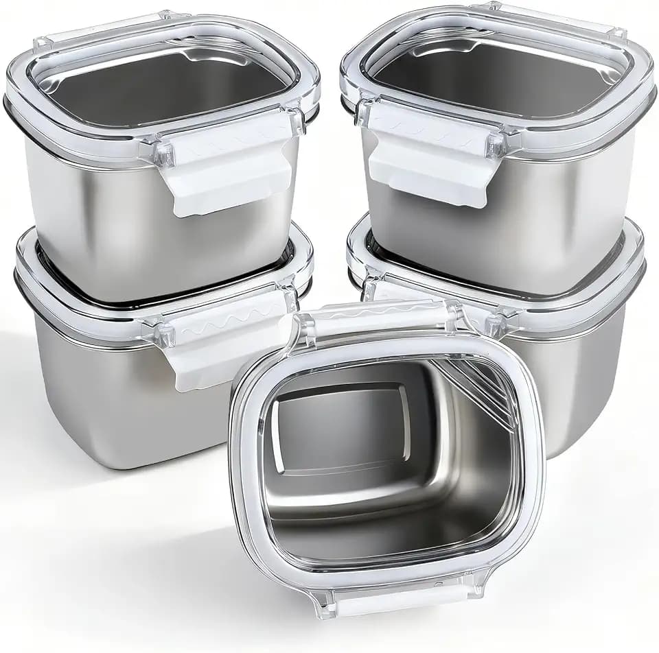 3 Piece 450ml/15.25oz Stainless Steel Containers with Lids