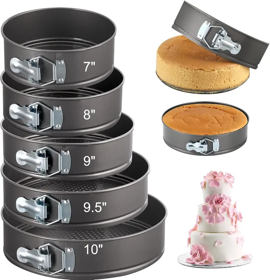 Springform Pan, 5PCS Cheesecake Pans with Removable Bottom, Non-stick Spring Form Pan for Cheesecake (Dark Gray, 7"-10")