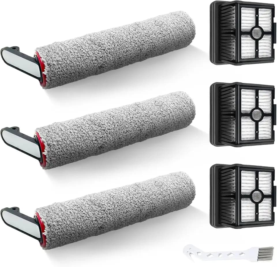 7 Pcs Replacement Accessories Kit Compatible with Dreame H12 Pro,G10 Pro,H12 Dual,Includes 3 Roller Brushes & 3 HEPA Filters & 1 Cleaning Brush,Anti-Tangle Wet Dry Vacuum Parts for Floor Tile Carpet