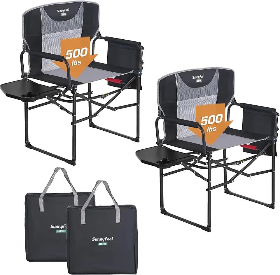 SUNNYFEEL Oversized Directors Camping Chair for Adults with Side Table