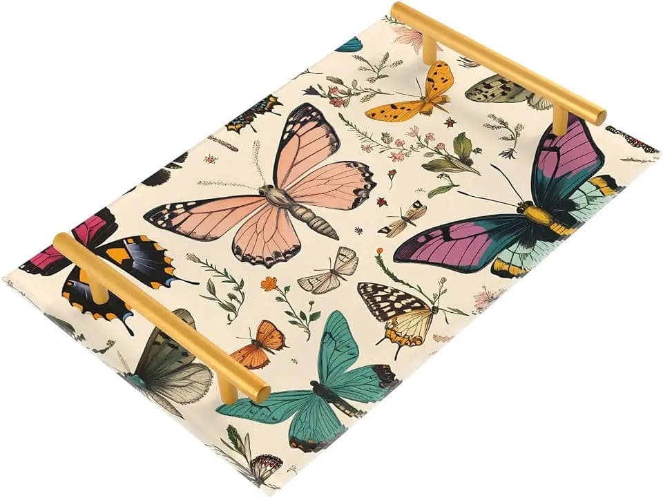 Bathroom Vanity Tray for Counter Butterfly Old Butterflies Tray Vanity Countertop Organizer for Toiletry Kitchen Perfume Makeup Table Decor