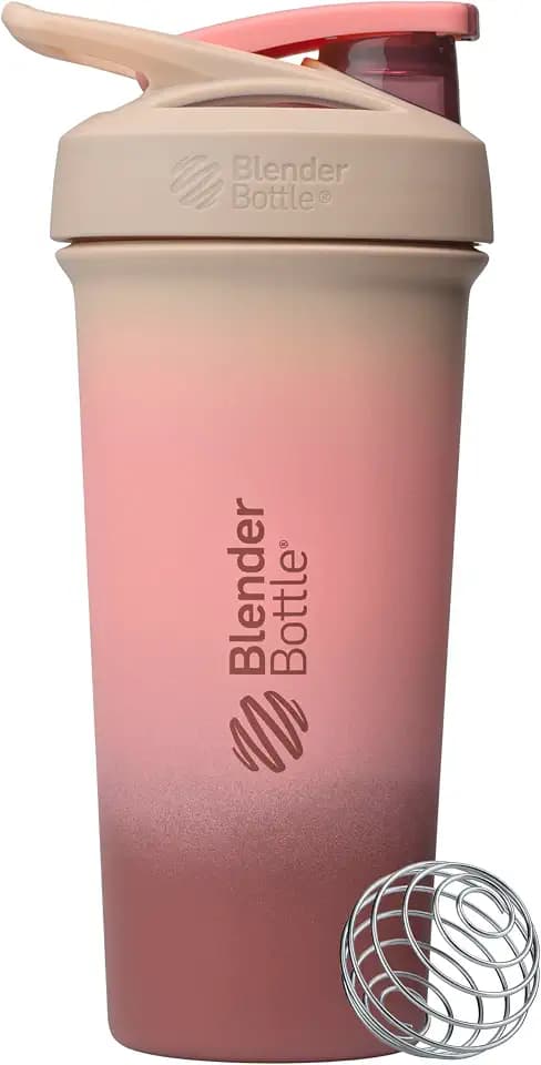 BlenderBottle Sport Sleek Stainless Steel Shaker Bottle 25 oz Pink