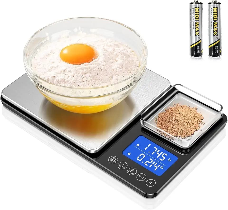 KUAIVO 0.001oz/33lbs Dual Platform Food Kitchen Scales Digital Weight Grams and Ounces, Two Precisions Kitchen Scale for Sourdough Bread, Baking and Cooking with 7 Units Tare, Accumulation Functions