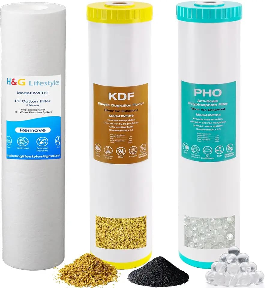 H&G Lifestyles Whole House Water Filter Cartridge 4.5 x 20 KDF Water Filter