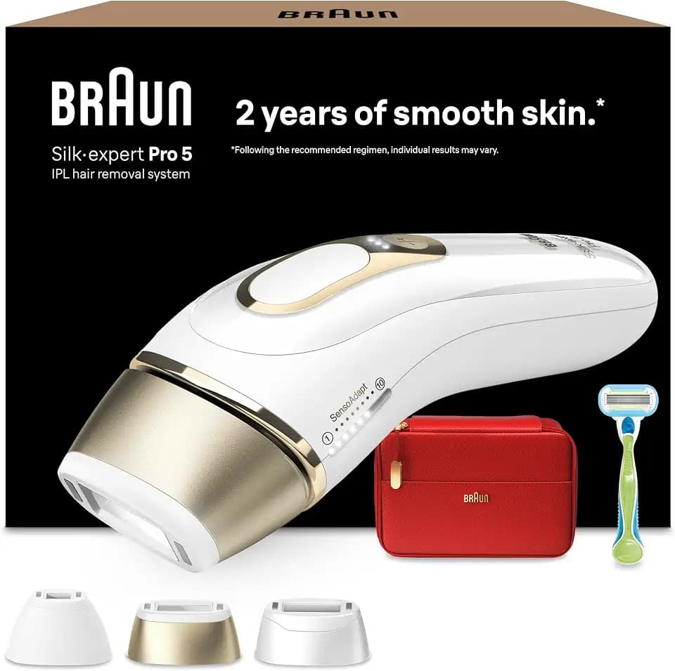 Braun IPL Geräte Haarentfernung Silk·expert Pro 5, PL5262, Weiß/Gold