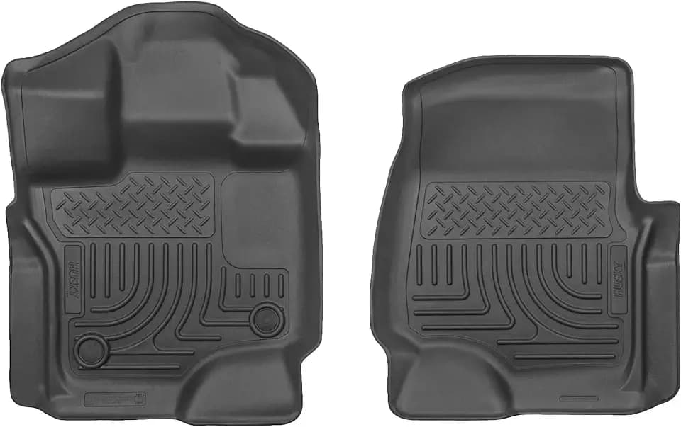 Husky Liners Weatherbeater Fußmatten, passend für Ford F-150 (Baujahr 2022–2024) SuperCrew & SuperCab 2015–2024, Vorderreihe, 2-teilig, Schwarz – 18361