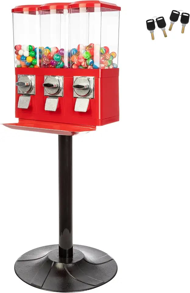 Great Northern Popcorn 3 Compartment Gumball Machine, Red