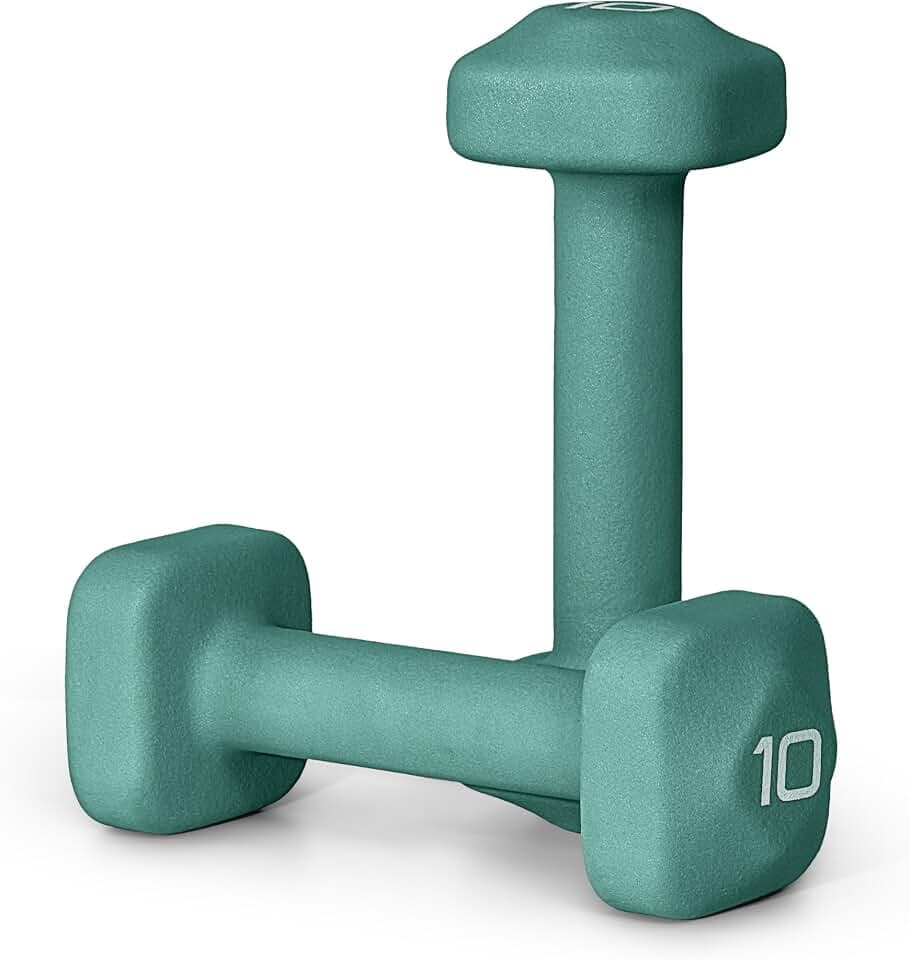 Tone Fitness Neoprene Dumbbell Weight Pairs with Anti-Roll Square Head | Multiple Options