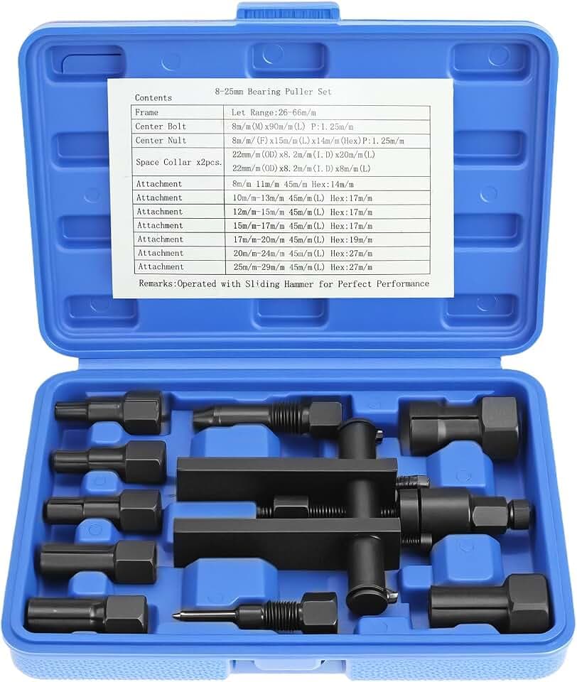 QWORK® 10-teiliger Motorrad Innenlager Ausdreher Set (8–25 mm), legierter Stahl, Motorrad-Lagerabzieher