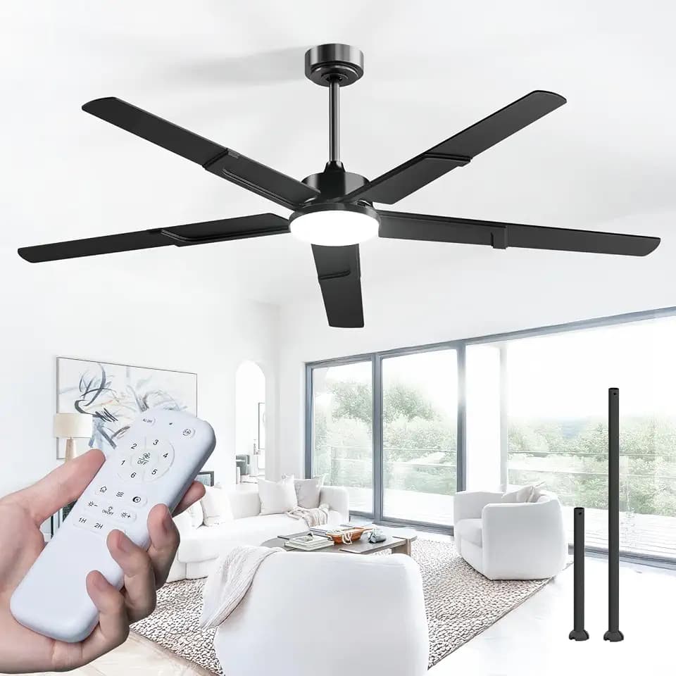Amico 62 Inch Ceiling Fans with Lights and Remote, Black