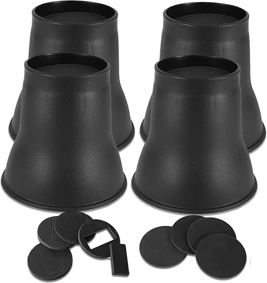 Bed Risers 6 Inch Heavy Duty, Furniture Risers for Couch Table Sofa Desk Chair Leg Lifter, Support up to 6000 Lbs for Dorm Bed Extender Round Frame Riser, Black 4 Pack