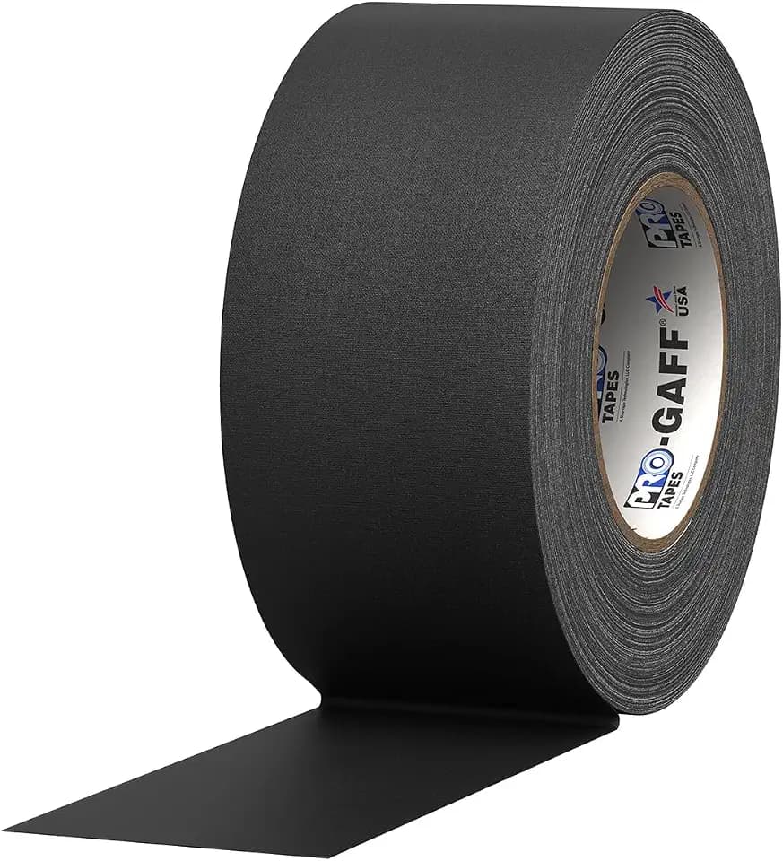 ProTapes Pro Gaff Premium Matte Cloth Gaffer's Tape with Rubber Adhesive, 11 mils Thick, 55 yds Length, 3" Width, Black (Pack of 1)