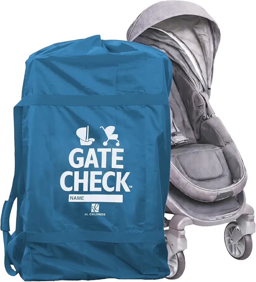 J.L. Childress Gate Check Travel Bag for Single & Double Strollers DLX Blue