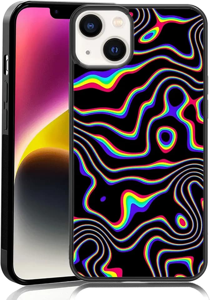 Trippy Phone Case Fit for iPhone 14 Plus — TPU Shockproof Designed Psychedelic Aesthetic Art Wave Phone Cover Gift for Boy Girl Men Women