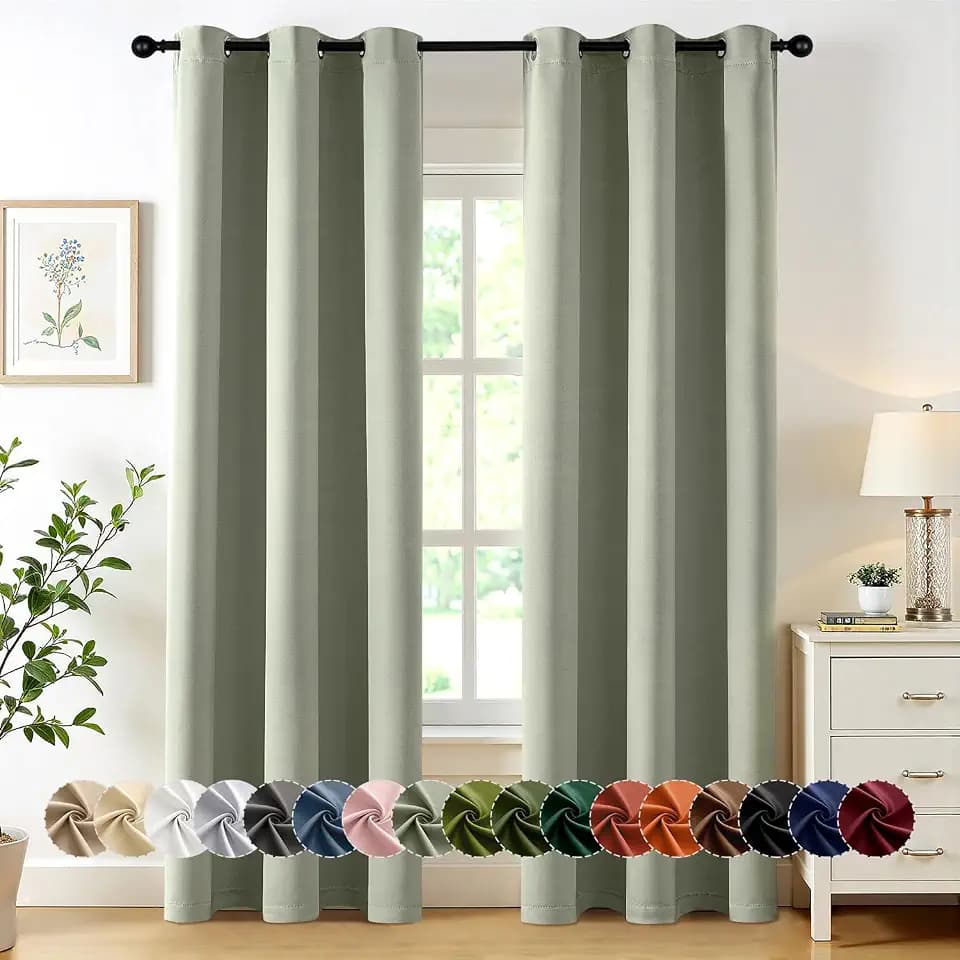 MIULEE Blackout Curtains for Bedroom 2 Panels 40 x 84 Inch Long Sage Green