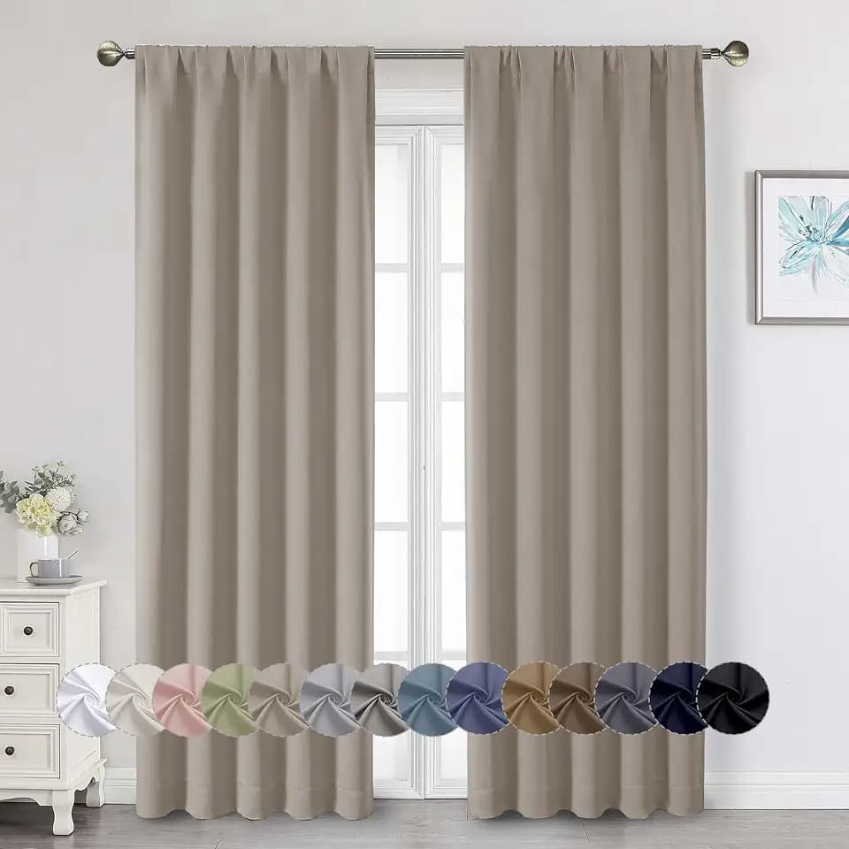 Stone Blackout Curtains 84 Inches Long 2 Panels Set, Soft Solid Thermal Insulated Room Darkening Curtains for Bedroom Living Room, Rod Pocket Drape, 50" Wx84 L