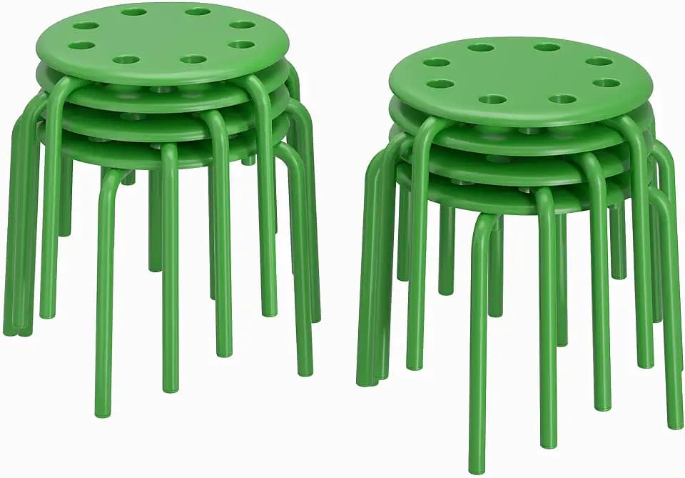 VECELO 8-Piece Stacking Stools for Classroom, 12 Inch Height, Decoration Flexible Seating for Schools, Green