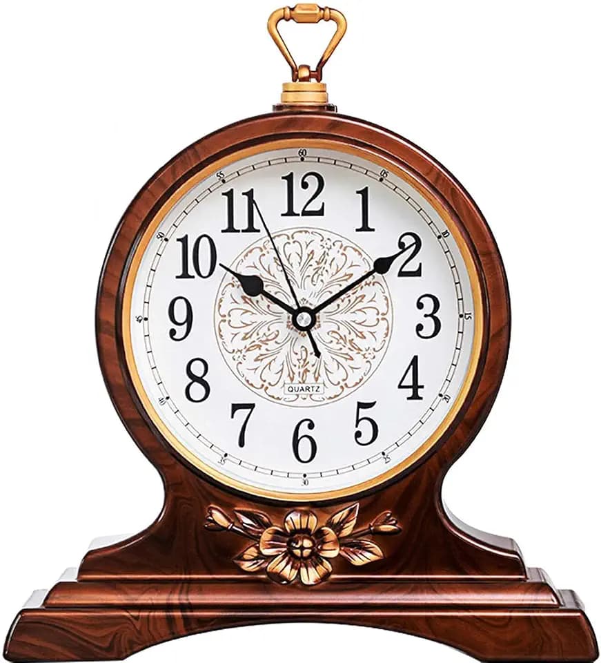 Desk Clock for Mantel Table Decor,Silent Battery Operated for Fireplace 12"