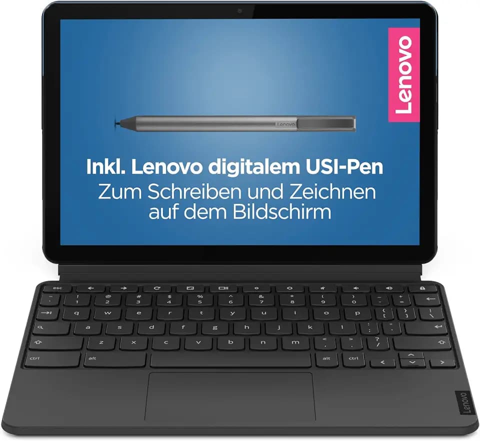 Lenovo IdeaPad Duet Chromebook 26,4 cm (10,1 Zoll, 1920x1200, Full HD, WideView, Touch) ChromeOS Tablet (MediaTek P60T, 4GB RAM, 64GB eMMC, ARM Mali-G72 MP3, ChromeOS) blau-grau + Stift