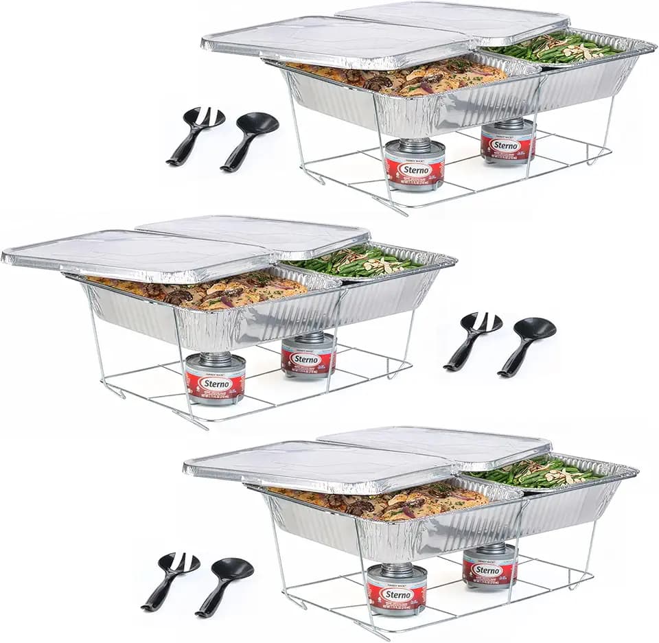 Sterno Disposable Chafing Dish Buffet Set With 6-Hour Fuel, 30 Piece