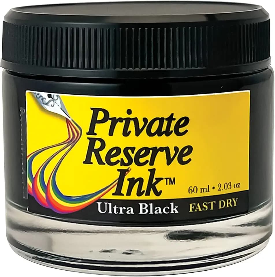 Private Reserve Ink® FAST DRY - 60 ml Ink Bottle for Fountain Pen (Ultra Black Fast Dry) (PR17044), Black