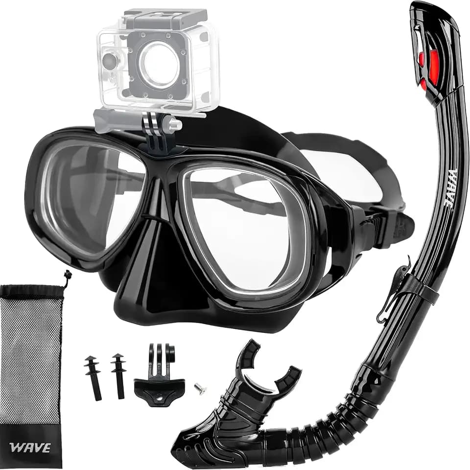 Nearsighted Snorkel Gear, Nearsighted Dry Snorkel Set for Adult Youth, Shortsighted Anti Fog Diving Mask & Dry Top Snorkel with Detachable Camera Mount for Scuba Diving, Snorkeling, Freediving