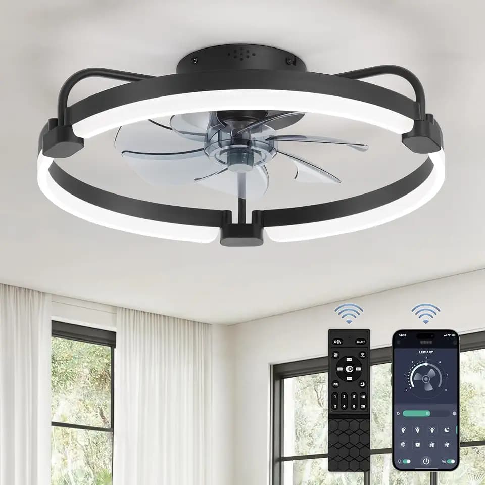 LEDIARY 20" Ceiling Fans with Lights and Remote, Low Profile Led Fan Light