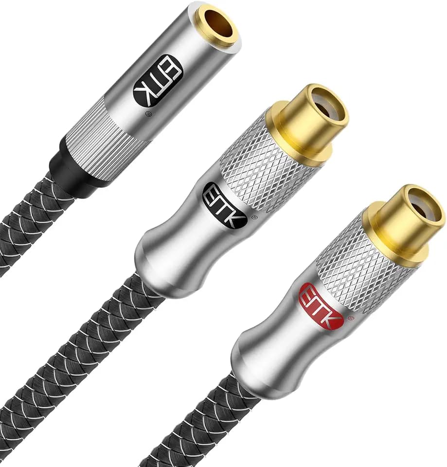EMK 3.5mm auf 2x RCA Adapterkabel, 3,5 mm Klinken-Buchse auf 2 Cinch-Buchsen, 0,3 m - Vergoldet für Audio-Verbinder & Signalweiche