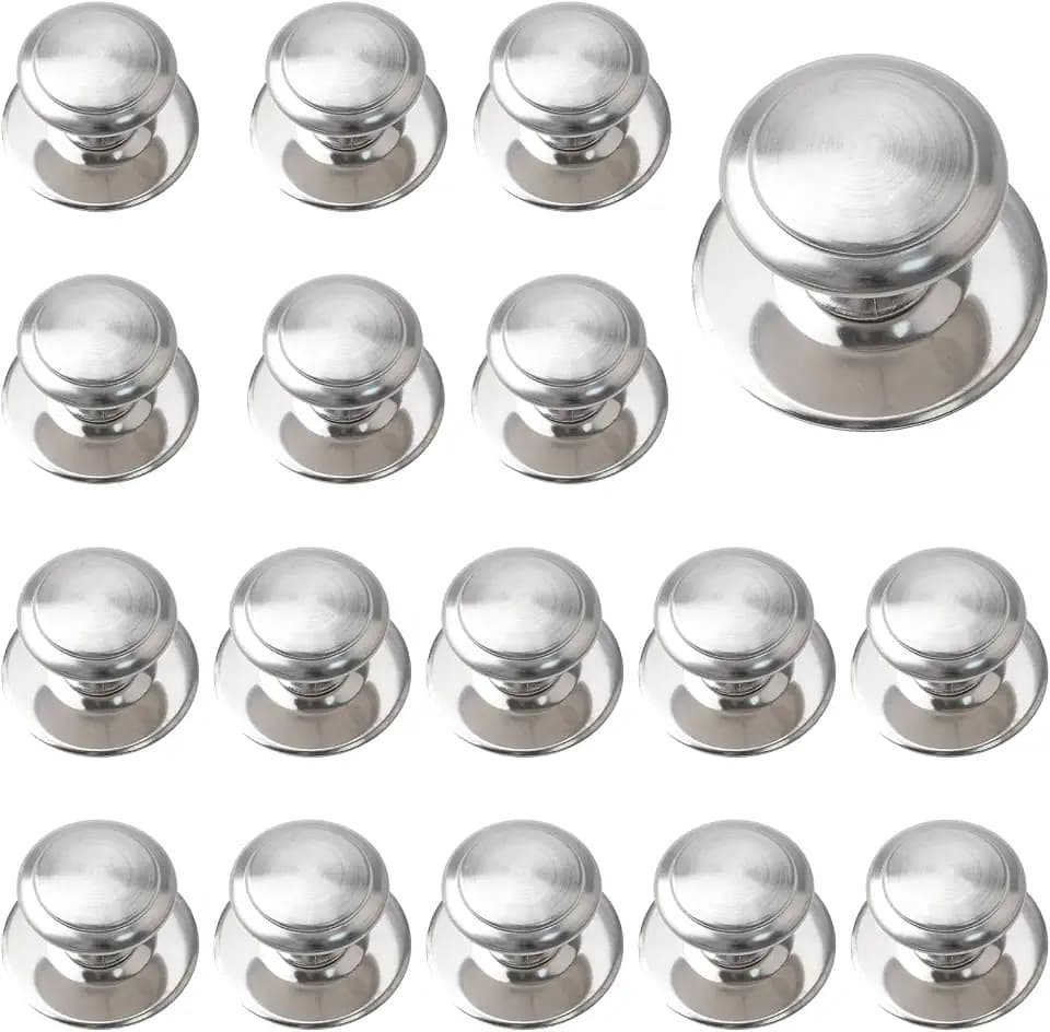 MOROBOR Stainless Steel Drawer Knobs, 16pcs Self-Stick Cabinet Handle Pulls, 1.18Inch Adhesive Sliding Door Handle with Mounting Screws for Glass Cupboard Drawer (Brushed Silver)