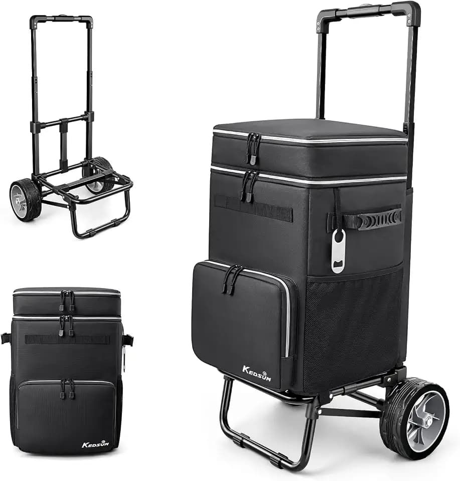 KEDSUM 84-Can Rolling Cooler, 250LBS Soft Cooler with 7" Wheels
