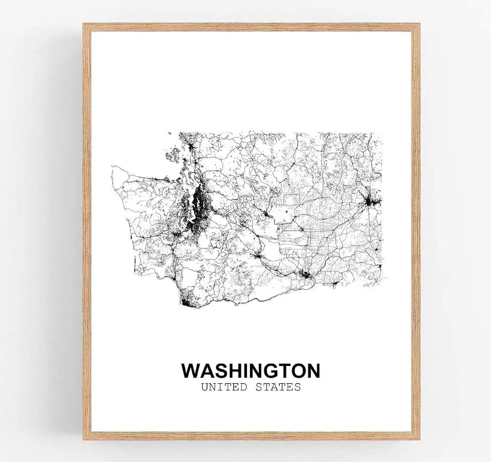 Eleville 11X14 Unframed Washington United States Country View Abstract Road Modern Map Art Print Poster Wall Office Home Decor Minimalist Line Art Hometown Housewarming wgn203