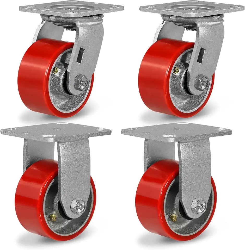 4" Caster Wheels, Heavy Duty Casters Set of 4 with Load 3200lbs Capacity for Workbench,Tool Box,Dolly, Platform Truck (2 Swivel & 2 Rigid)
