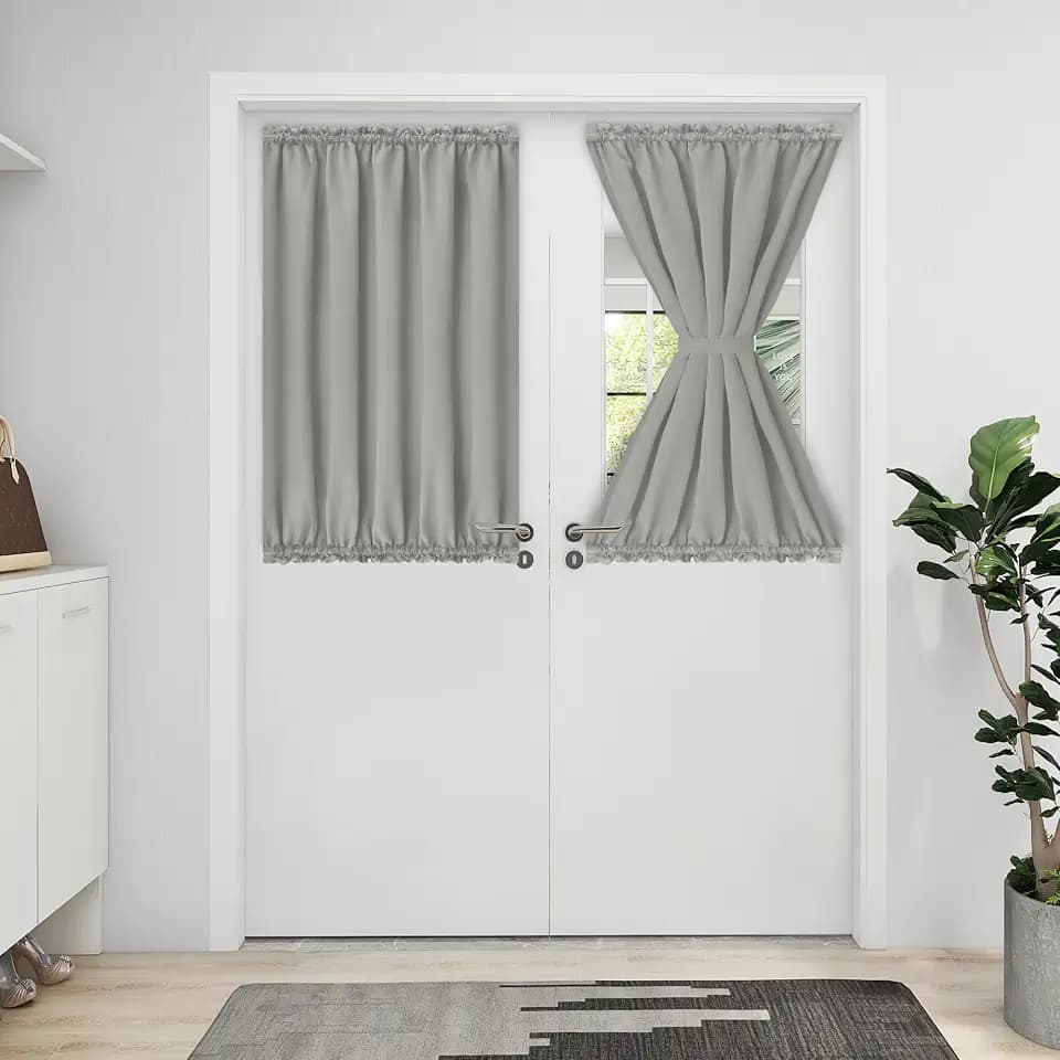 Easy-Going Blackout Door Curtains 1 Panel, 25x40 inch, Light Gray