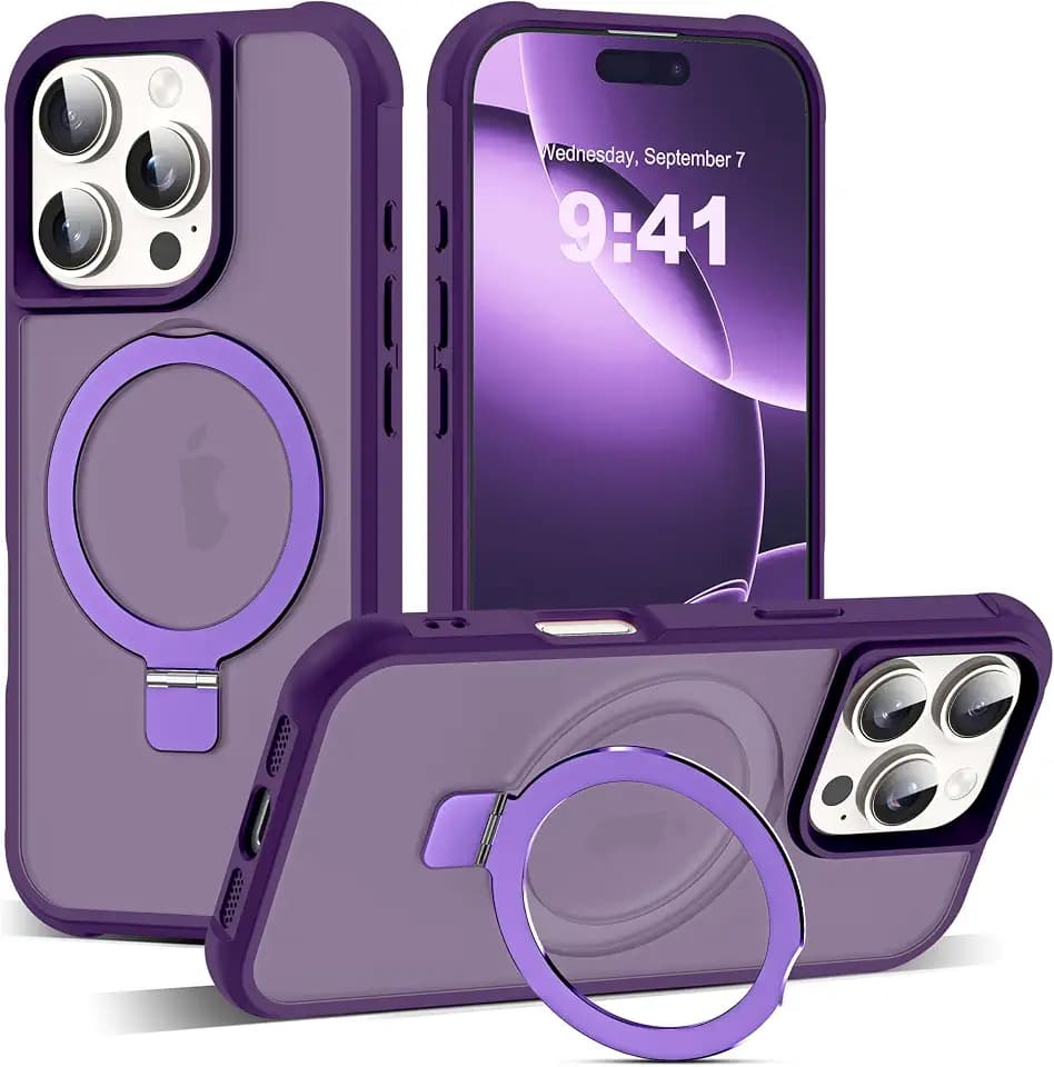 SKYLMW Compatible with iPhone 16 Pro Case with Stand,Purple