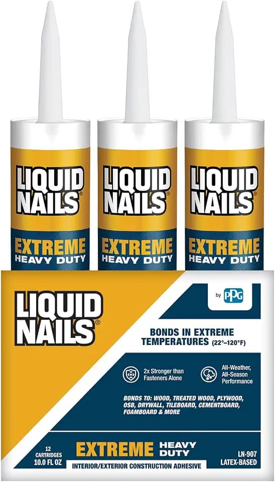 Liquid Nails Extreme Heavy Duty 10 oz. White Latex-Based Interior/Exterior Construction Adhesive Low VOC, 12 Pack