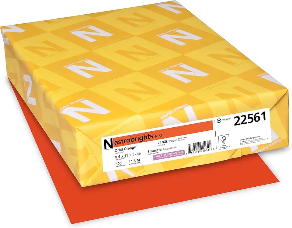 Astrobrights Color Paper, 8.5†x 11†, 24 lb/89 GSM, Orbit Orange, 500 Sheets (22561)