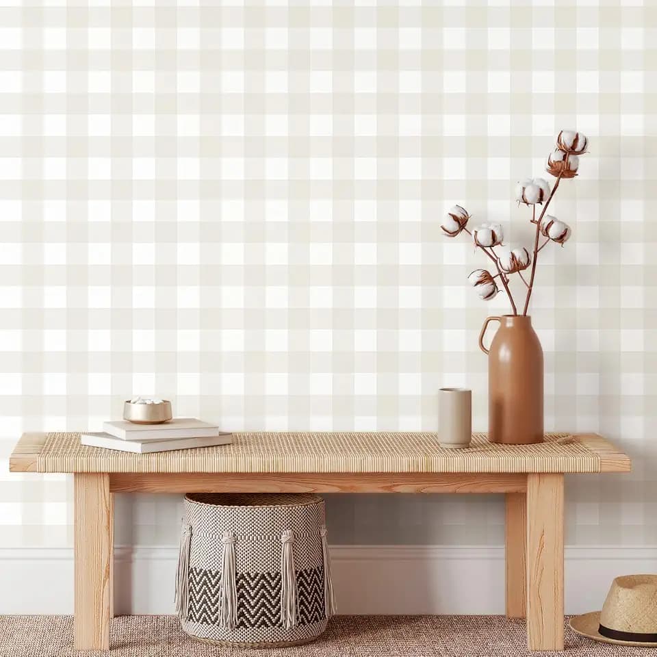 Cohoo Home Plaid Peel and Stick Wallpaper Gingham Checkered 17.3''×315''