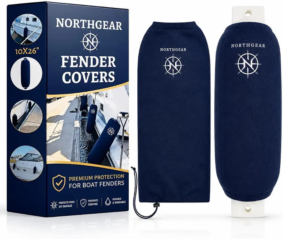Premium Polyester Boat Fender Covers (2Pack) - Durable Protection (Navy Blue, 10"x26")
